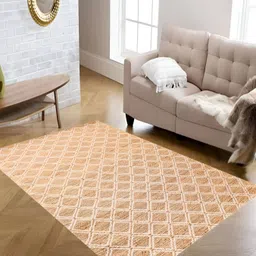 MRIC Beige Geometric Handmade Hemp Carpet-image-94