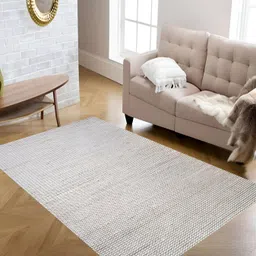 MRIC Beige Geometric Handmade Hemp Carpet-image-95