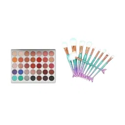 Lenon 36 Color Eyeshadow Palette With 10Pcs Fish Makeup Brushes-87