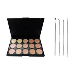 Lenon Set Of 5 Blackhead Remover Tools With 15 Colour Matte Contour Palette- 15g- Nude-5