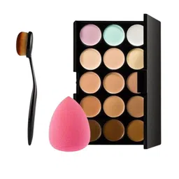 Lenon Set Of 3 Matte Finish Contour Palette With Oval Brush & Beauty Blender-21