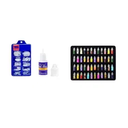 Lenon Set Of 100 Artificial Nail Tips & Glue with Set Of 48 Glitter-57