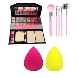Lenon Set Of 8 Lightweight Makeup Kit With Brushes & Sponges- Pink- Yellow-14