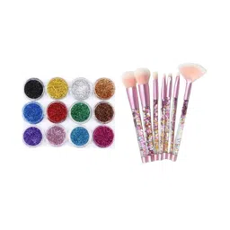 Lenon Set Of 19 Glitter Eyeshadows With Makeup Brushes-4
