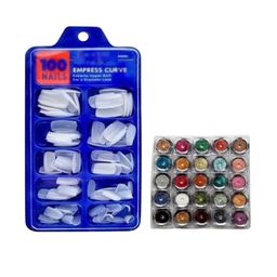 Lenon Set Of 125 Artificial Press On Nails & Glitter Powder-13