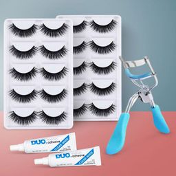 Lenon Set Of 13 Eyelashes Eyelash With Curler & Glue- 7 g Each-95