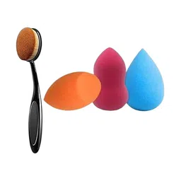Lenon Set Of 4 Soft Bristles Foundation Brush With Sponge Blenders-10