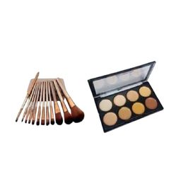 Lenon Set Of 13 Make Up Brushes With 8 Shades Concealer Palette-19