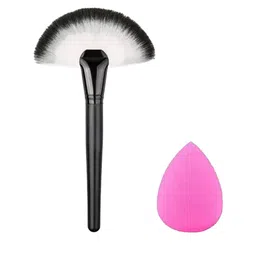 Lenon Set Of 2 Fan Foundation Brush With Makeup Puff-13