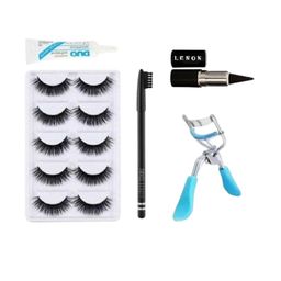 Lenon Set Of 9 False Eyelashes- Curler- Glue- Eyebrow Pencil & Kajal-20