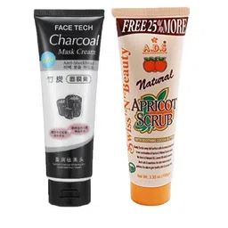 Lenon Set Of 2 Charcoal Face Mask- 130 g With Apricot Scrub- 100 g-49