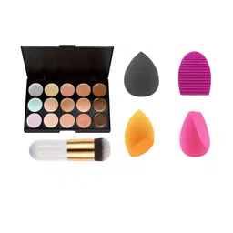 Lenon Makeup Combo Contain:Contour & Concealer Palette, Face Brush, Sponge & Brush Cleaner-48