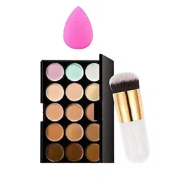 Lenon Set Of 3 Long lasting 15 Color Contour Palette 20 g With Face Brush & Beauty Blender-41
