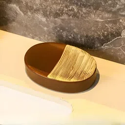 The Better Home Brown & Beige Printed Ceramic Soap Dish-46