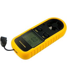 BSITFOW Mini Anemometer Air Wind Speed Gauge Digital LCD CFM/CMM Thermo Anemometer Thermometer Wind Speed Temperature Meter Yellow image 2