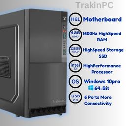 TrakinPC Desktop CPU Computer Core i3 2rd Gen, 4GB DDR3 RAM, 128GB SSD,Ethernet/HD Graphics 2000 / USB 2.0 / Win 10 Basic Software Installed PC for Office & Student, Black New image 2