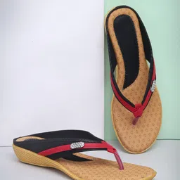 DEAS Women Black Striped T-Strap Flats-image-4