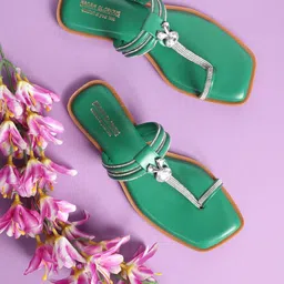 madam glorious Women Embellished T-Strap Flats-image-39