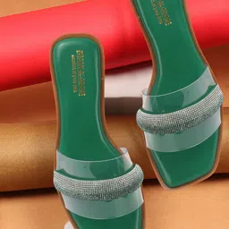 madam glorious Women Embellished T-Strap Flats-image-43