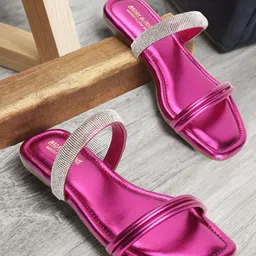 madam glorious Embellished Double Strap Open Toe Flats-18