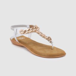 Sole To Soul Gold Toned Textured T-Strap Flats-picture-15