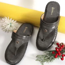 Denill Women Grey Casual T-Strap Flats-image-70
