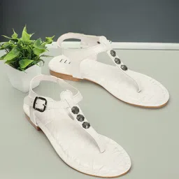 ELLE Embellished T-Strap Flats With Buckle Closure-picture-2