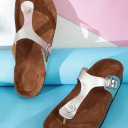 MOZAFIA T-Strap Flats With Buckle Detail-56
