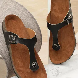 MOZAFIA Textured Open Toe T-Strap Flats-9