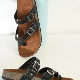 MOZAFIA Textured One Toe Flats-image-13