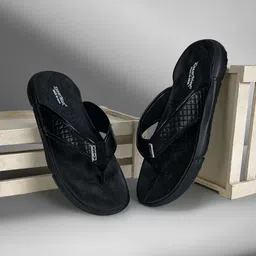 KazarMax Men Black Quilting Lightweight Sporty Thong Flip-Flops Slippers-44