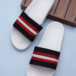 Pampy Angel Men White & Black Printed Rubber Sliders-image-52