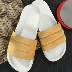 EXTRIMOS Men Yellow & White Sliders-picture-39