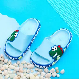 Yellow Bee Boys Blue & Green Printed Sliders-37