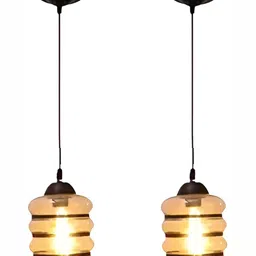 Whiteray Gold-Toned & White 2 Pieces Printed Glass Quirky Ceiling Lamp-image-60