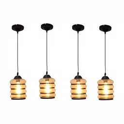 Whiteray Gold-Toned & Black 4 Pieces Glass Abstract Shaped Contemporary Ceiling Lamp-21