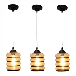 Whiteray Gold-Toned & Black Glass Contemporary Ceiling Lamp-26