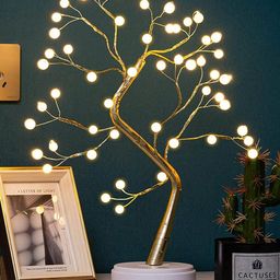 Glimmer Lightings Gold-Toned Pearl Tree Lamp Lights-31