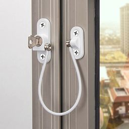 HASTHIP® Child Safety Window Lock Chain Door Latch with Key Window Limiter Home Security Lock for Window, Door, Drawer image 1