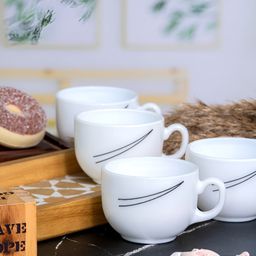 Cello White & Black 12Pcs Printed Opalware Glossy Cups 160ml Each-22