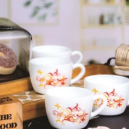Cello White 12 Pieces Floral Printed Glossy Cups 130 ml-20