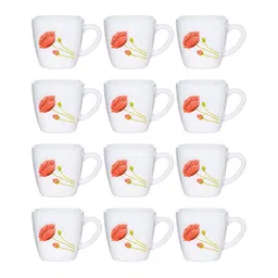 Cello White & Red 12Pcs Printed Opalware Glossy Cups 100ml Each image 4