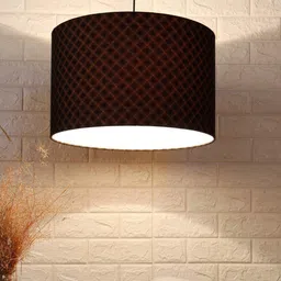 Grated Ginger Beige & Black Printed Contemporary Hanging Lamp Shade-49