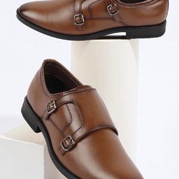 FAUSTO Men Textured Formal Monk Shoes-picture-10