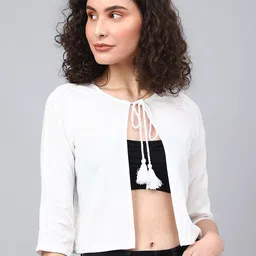 vibes by deebaco DEEBACO Tie Up Neck Crop Cotton Shrug-picture-19