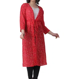 COLOR STUDIO Floral Printed Longline Tie-Up Shrug-42