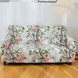 HOUSE OF QUIRK White & Pink Floral 2-Seater Stretchable Non-Slip Sofa Slipcover-image-60
