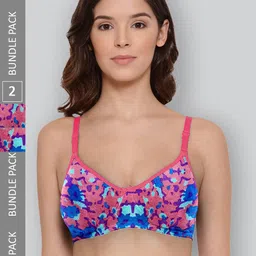 LYRA Pack Of 2 Printed Combed Cotton Wirefree Secret Support Bra with Detachable Strap-image-49