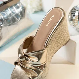 Rocia Textured Open Toe Wedge Heels-5