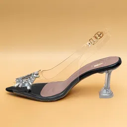 Dapper Feet-Fancy Nancy Embellished Block Heeled Peep Toes image 5